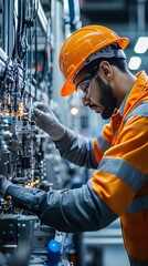 Poster - Engineer performing calibration checks on a manufacturing machine to ensure quality output, calibration control, machinery quality assurance