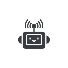 Poster - robotic head with sound waves vector icon