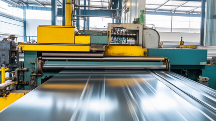 Poster - Large scale rolling machine processes metal sheets efficiently Generative AI