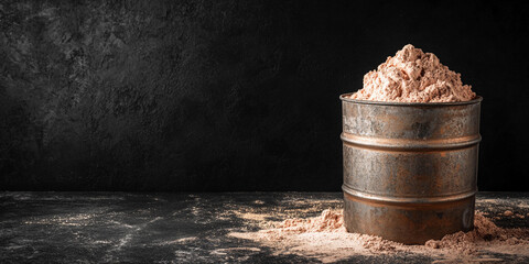 Aufkleber - Uranium powder stored in a metal barrel on a dark surface Generative AI