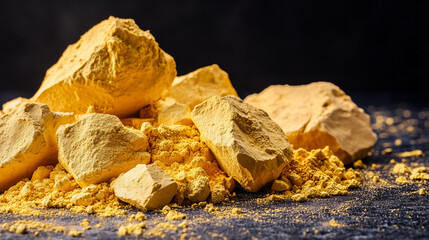 Aufkleber - Uranium yellowcake rocks and powder with detailed texture Generative AI