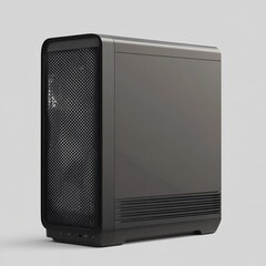 Aufkleber - Sleek and Modern Grey Computer Tower with Mesh Front Panel for Optimal Airflow and Enhanced Cooling Performance