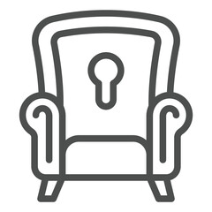 Fototapete - Psychologist chair with keyhole line icon, family psychology concept. Vector graphics. Armchair with key hole sign on white background, outline style icon for mobile or web design.