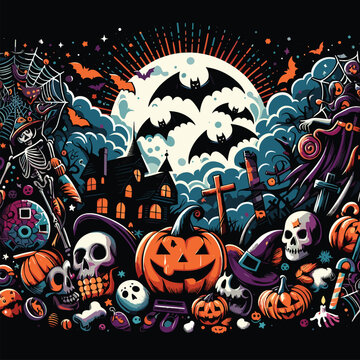 Halloween vector colorful t-shirt design