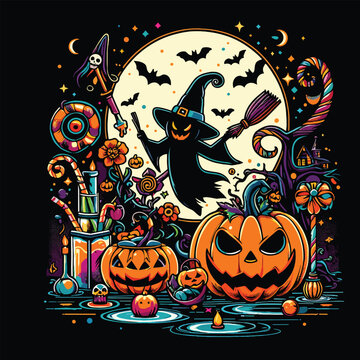 Halloween vector colorful t-shirt design