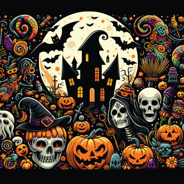 Halloween vector colorful t-shirt design