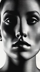 Poster - Monochromatic Halftone Portrait: A Study in Light and Shadow