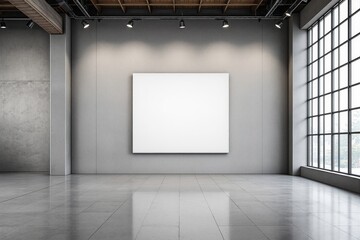 Poster - Blank white poster on a modern interior gallery wall.