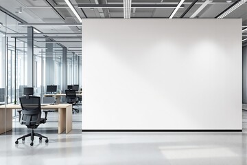 Aufkleber - Modern office interior with blank white wall for presentation.
