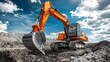 © panpatsa - A heavy excavator machine working diligently at a construction site.