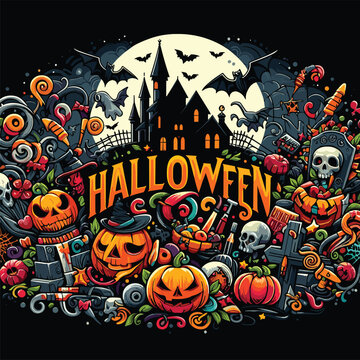 Halloween vector colorful t-shirt design