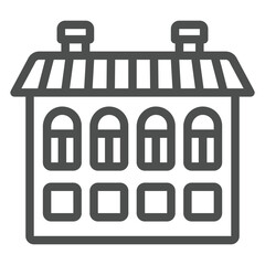 Poster - two storey house with small and large windows line icon, real estate concept. vector graphics. cotta