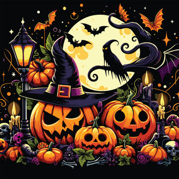 Halloween vector colorful t-shirt design