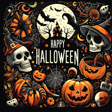 Halloween vector colorful t-shirt design