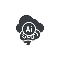 Poster - cloud with a brain chip inside vector icon