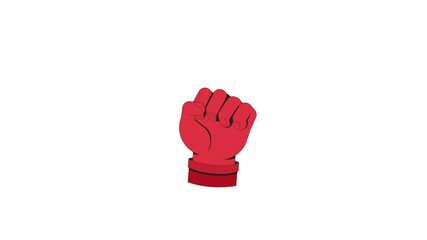 Poster - Raised red fist symbolizing power and protest 2D animation. Activism and revolution. Solidarity, resistance. Clenched fist animated cartoon arm human body part 4K video isolated on white transparent