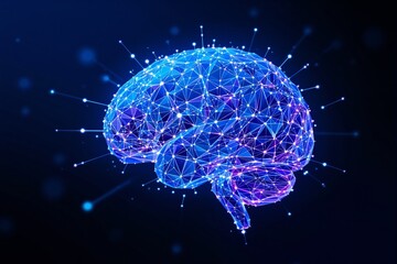 Poster - Futuristic digital brain with glowing neural network connections.