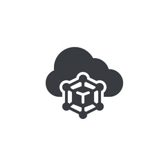 Poster - cloud with blockchain node vector icon