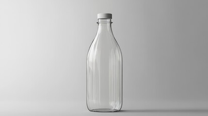 Poster - A clear plastic bottle with a smooth surface and no branding, placed against a neutral background to emphasize its shape.