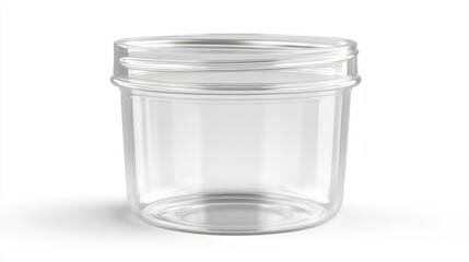 Poster - A clear, simple plastic packaging jar, resting on a white background, ideal for customized logo and design placement.