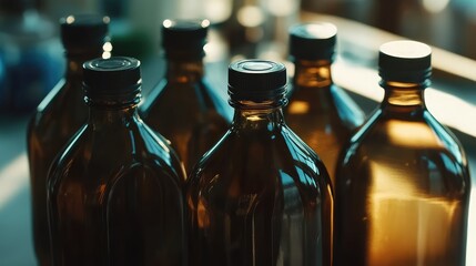 Poster - A close-up view of transparent plastic bottles, separated by type, resting on a clean surface, ideal for showcasing eco-friendly initiatives.