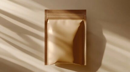 Poster - A plain paper pouch with a minimal design, lying flat on a neutral-colored surface, perfect for showcasing customizable branding.