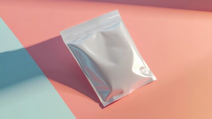 Poster - A simple plastic pouch with a smooth finish, lying flat on a neutral surface, perfect for product branding and design ideas.