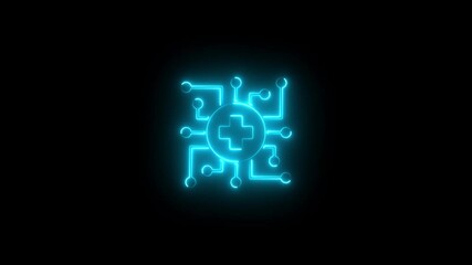 Medical technology icon, digital health network, interconnected healthcare system, circuit board pattern, healthcare symbol, electronic medical records concept ,health data network modern medical icon