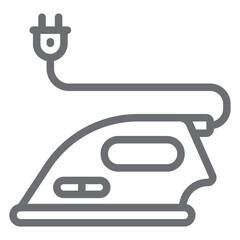 Poster - Electric iron with wire and fork plug line icon, laundry service concept. Vector graphics. Dry cleaning, care sign on white background, outline style icon for mobile or web design.