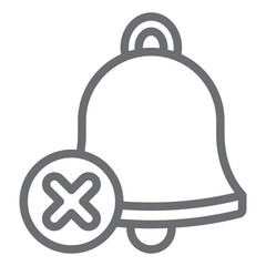 Poster - Bell ringing forbidden line icon, prohibited items concept. Vector graphics. Alarm bell sound ban sign on white background, outline style icon for mobile or web design.