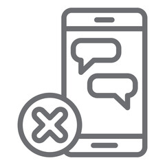 Poster - smartphone screen with message ban line icon, prohibited items concept. vector graphics. phone, comm