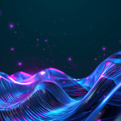 Poster - Dark purple pink abstract wallpaper with modern shapes. Glossy background with curves. Generative ai