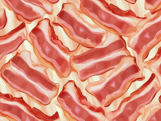 Aufkleber - seamless pattern of highly detailed, flat color bacon strips creates playful and appetizing background. overlapping design adds depth and texture, making it visually engaging