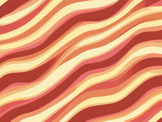 Aufkleber - seamless pattern featuring wavy stripes in shades of red, pink, and beige, resembling bacon. design is highly detailed with flat colors, creating dynamic and vibrant background