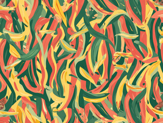 Aufkleber - vibrant pattern of swirling red, yellow, and green abstract shapes creates dynamic and colorful seamless background. design is highly detailed with flat color style