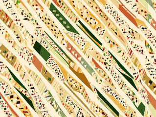 Aufkleber - vibrant abstract pattern featuring diagonal stripes in earthy tones, with intricate details and flat color style, creating seamless and dynamic background