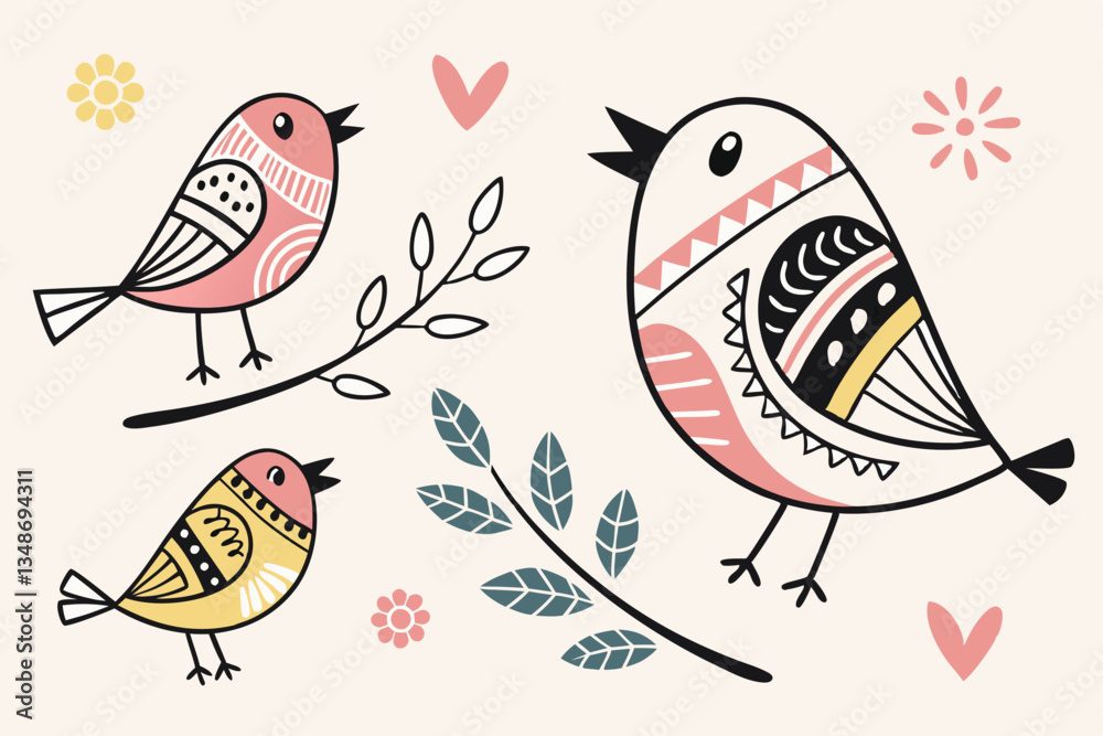 Colorful Bird Shape 12 Colorful abstract bird shapes, whimsical bird icons, minimalist bird ...