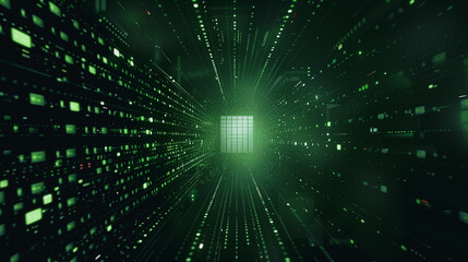 Poster - Digital Core: A visualization of a digital core, data streams converge towards a central point, representing the heart of a modern network.