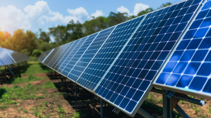 Poster - Solar Power Array: A sprawling array of solar panels basks in the sunlight, offering a glimpse into the future of renewable energy. This image evokes feelings of hope, innovation.