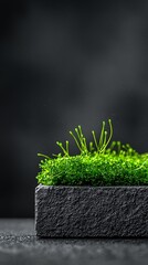 Poster - soft moss-covered surfaces, rich organic textures, dreamlike natural abstraction, intricate macro photography, earthy green hues, calming aesthetic, professional-grade fine art composition