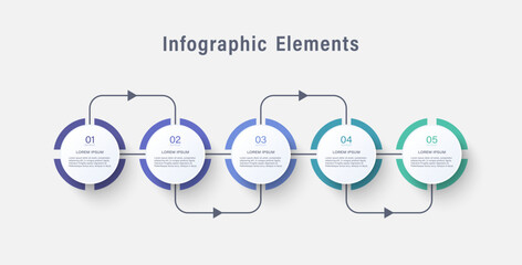 Poster - infographic elements with arrows and 5 steps or options
