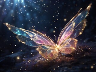 Wall Mural - abstract background with butterfly and stars