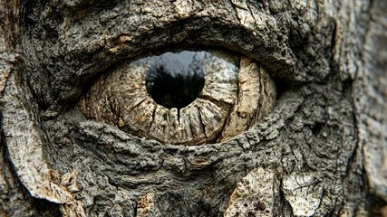 Unique tree bark resembling an eye captures attention in nature's intricate textures during daylight
