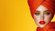 © wulan - Vibrant Orange Fashion Portrait: A Stunning Model in a Turban