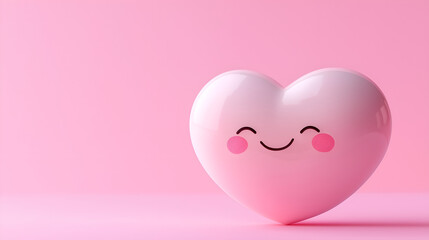 Wall Mural - Adorable Smiling Heart on a Soft Pink Background