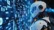 © Futureaz - Humanoid Robot Analyzing Holographic Data.