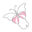 © Jannatul - Elegant Butterfly Outline, Pink Wing Accents, Delicate Line Art, Simplistic Design