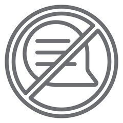 Poster - Message bubble ban line icon, prohibited elements concept. Vector graphics. Speech bubble, communication forbidden sign on white background, outline style icon for mobile or web design.