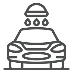 Poster - Washing car line icon, car service concept. Vector graphics. Automobile in shower, cleaning sign on white background, outline style icon for mobile or web design.