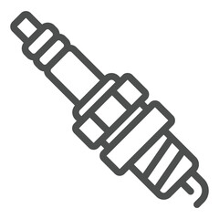 Poster - Spark plug of motor engine line icon, car service concept. Vector graphics. Ignition candle, car part sign on white background, outline style icon for mobile or web design.